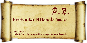 Prohaska Nikodémusz névjegykártya